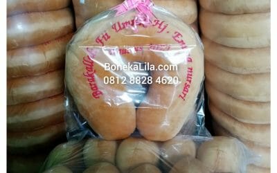 Souvenir Bantal Leher Custom Bordir Ulang Tahun Hj Enung